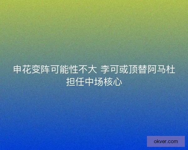 申花变阵可能性不大 李可或顶替阿马杜担任中场核心