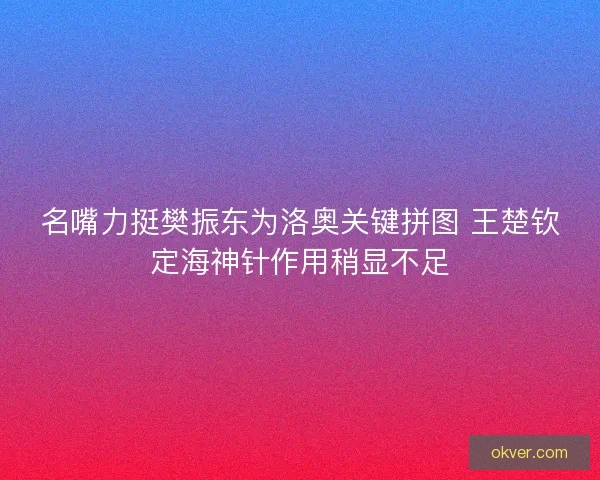 名嘴力挺樊振东为洛奥关键拼图 王楚钦定海神针作用稍显不足 名嘴力挺樊振东为洛奥关键拼图 王楚钦定海神针作用稍显不足