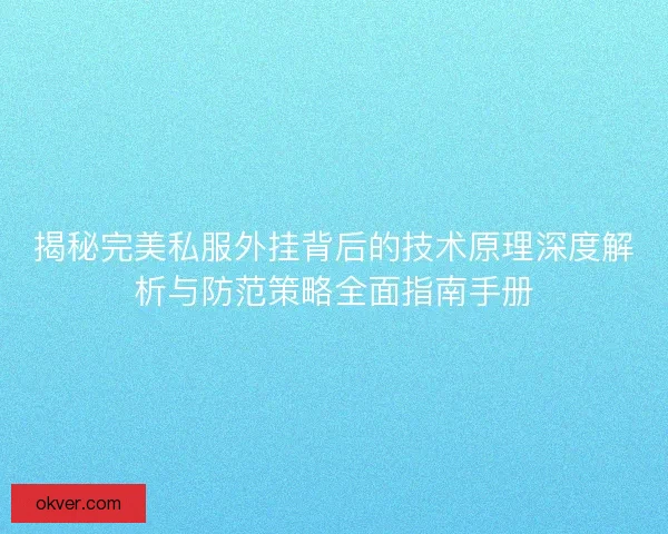 揭秘完美私服外挂背后的技术原理深度解析与防范策略全面指南手册