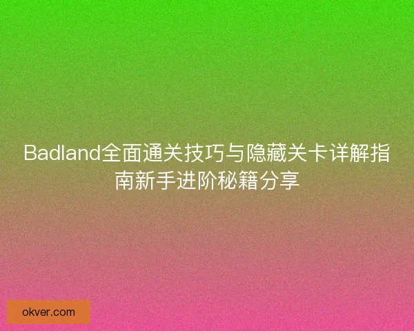 Badland全面通关技巧与隐藏关卡详解指南新手进阶秘籍分享
