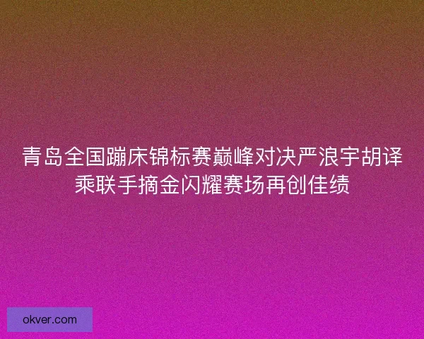 青岛全国蹦床锦标赛巅峰对决严浪宇胡译乘联手摘金闪耀赛场再创佳绩 青岛全国蹦床锦标赛巅峰对决严浪宇胡译乘联手摘金闪耀赛场再创佳绩